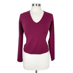 Susana Monaco SMALL Purple Long Sleeve V-Neck Lycra Stretch Long Sleeve Shirt